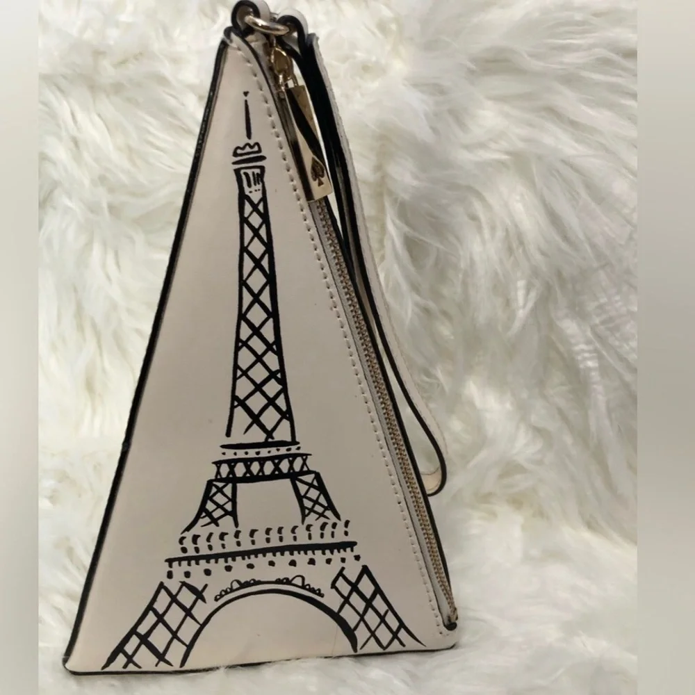 Kate Spade Triangle “Eiffel Tower” Wristlet Novelty Bag in Cement color - Picture 12 of 16